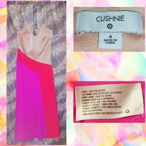 Cushnie for Target Pale Pink/Magenta/Orange-Red Colorblock Woven Midi Dress Sz 4